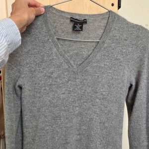 100% Cashmere Gray V-Neck Dress
